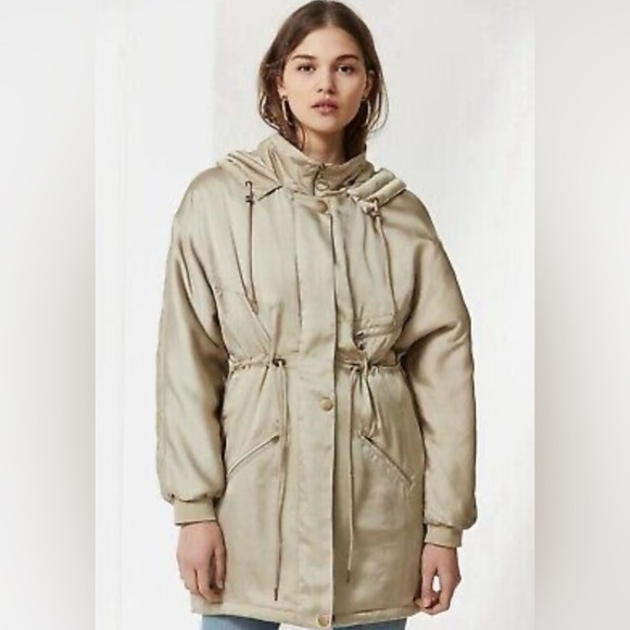 Urban Outfitters|Beige long line puffer coat jacket with cinched waist••NWT,boho - Picture 1 of 15